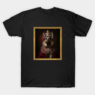 Regal German Shepherd - Medieval German Queen (Framed) T-Shirt